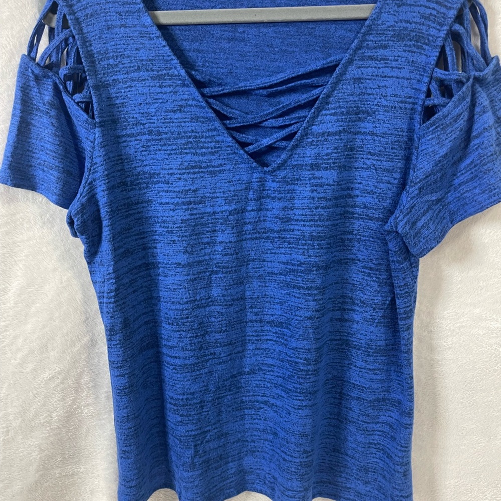Blue Women's Rock & Republic Criss Cross Top